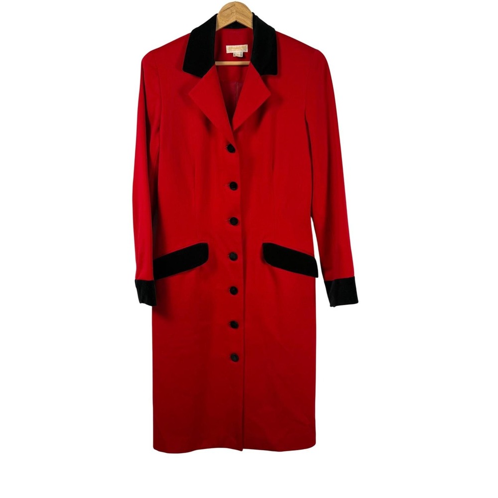 Brooks Brothers Vintage 80s Wool Evening Coat Velvet Trim Womens 6 Formal Luxury